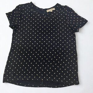 Loft Size Small Blouse Dark Blue with white feathers